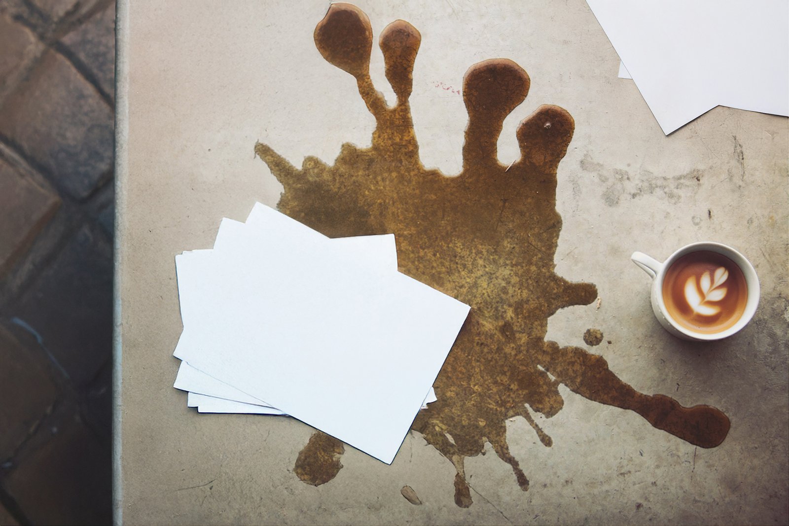 Kaffeefleck auf Papier